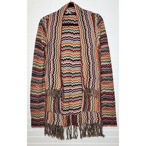 BKE Sweater Women’s Small Colorful ChevroOpen Front Cardigan Long Sleeve Western